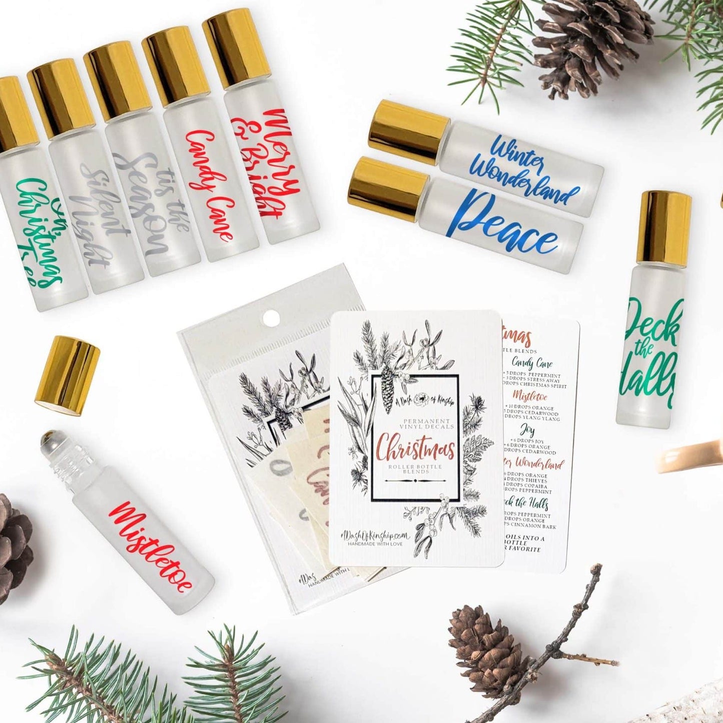 Christmas Roller Bottle Label Kit