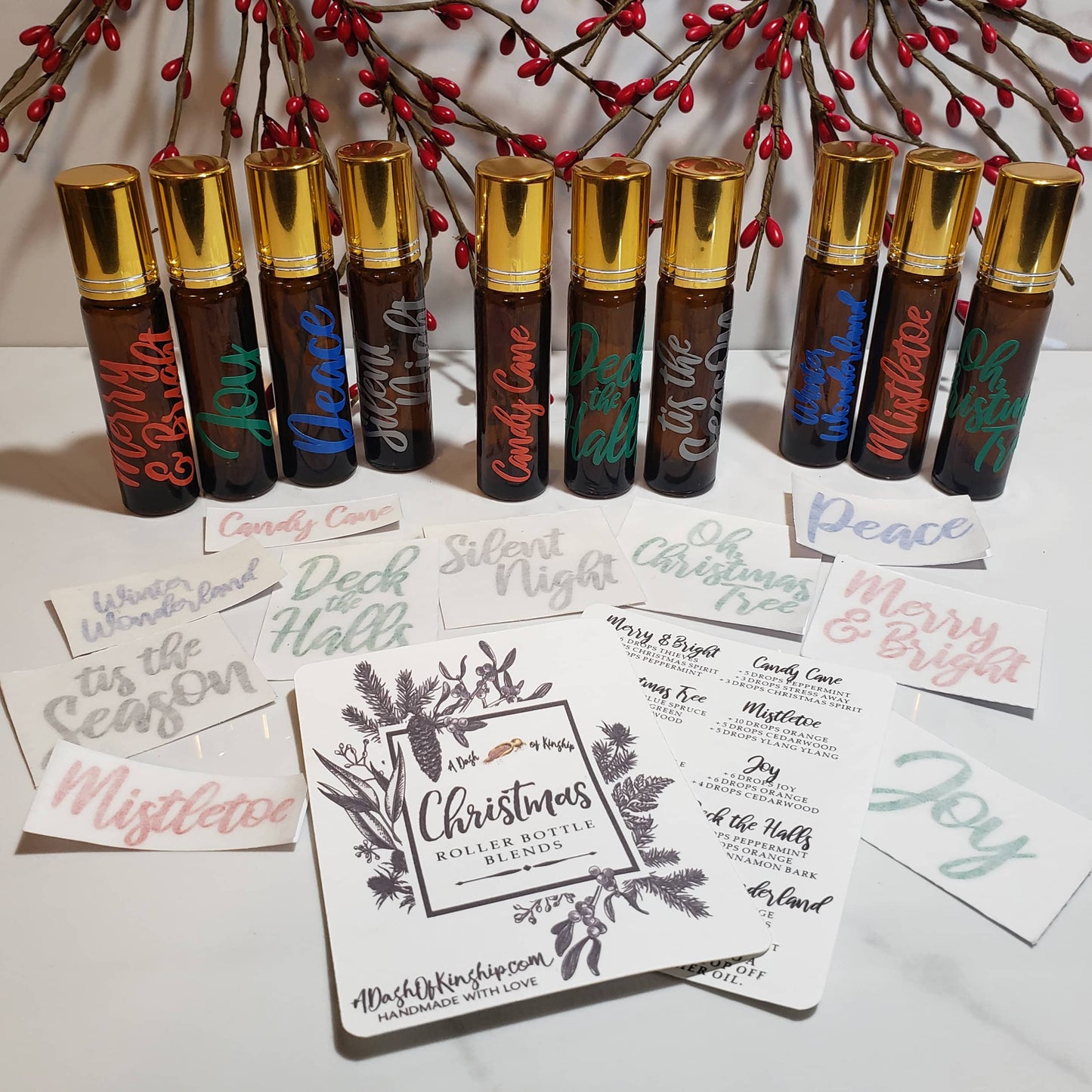 Christmas Roller Bottle Label Kit